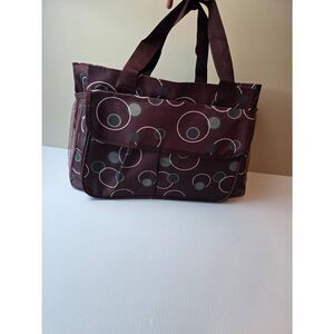 Tote Bag Brown with Circles Pattern